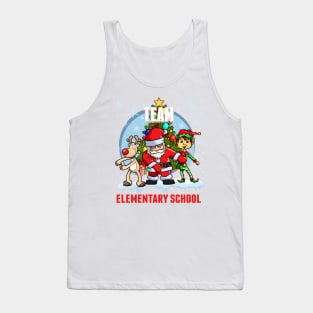 Team Elementary School Santa Elf Reindeer Flossing Christmas Tank Top